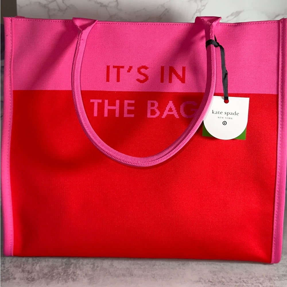 Kate Spade x Target Pink/Red It's in the Bag Knit Tote; In Hand!